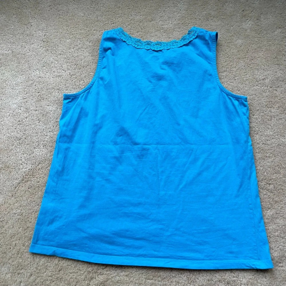 Basic Editions Women’s Blue V-Neck Tank Top - Size XL - VGUC - 100% Cotton - Picture 2 of 7